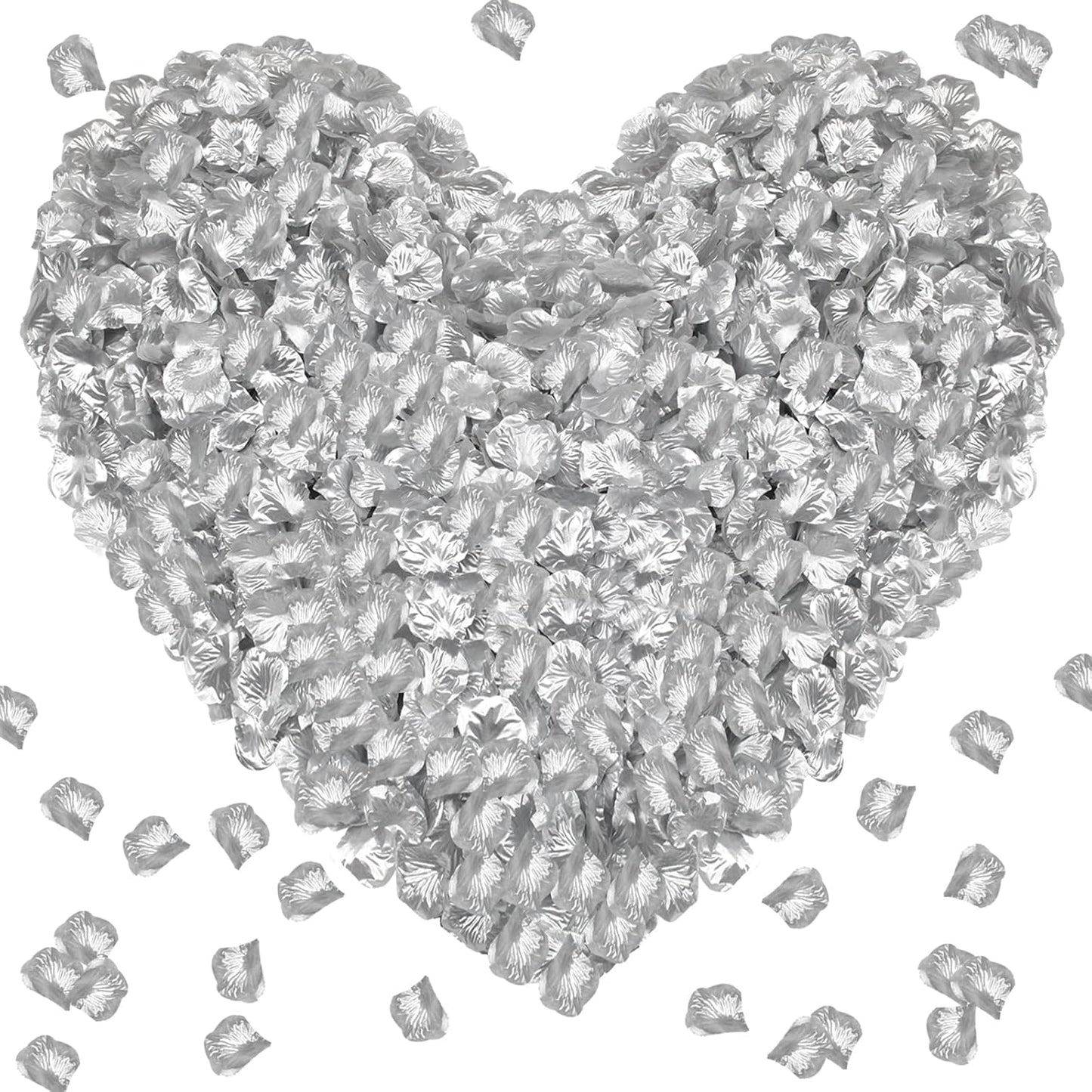 1000Pieces Rose Petals, Artificial Flower Petals Fake Rose Petals for Romantic Night,Wedding,Proposal Anniversary Flower Decorations (Silver)