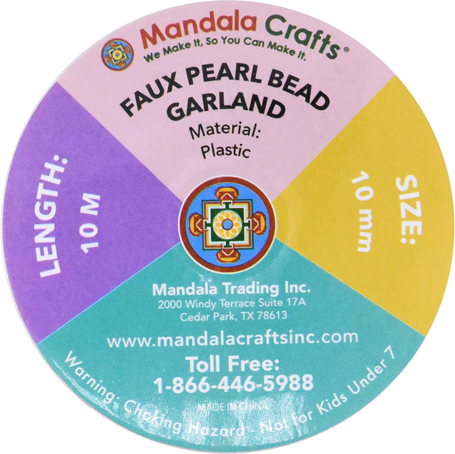 Mandala Crafts 10mm Faux Metallic Gold Pearl Beads Roll - 11 Yards Strand of Fake Pearls Chain Garlands Spool String for Christmas Tree, Wedding, Party, Vases, DIY Decoration