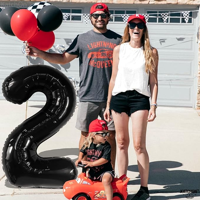KatchOn Giant Black Number 2 Balloon - 40 Inch | Black 2 Balloon Number, Two Cool Birthday Party Decorations Boy | Black Two Balloon, 2nd Birthday Decorations for Boys
