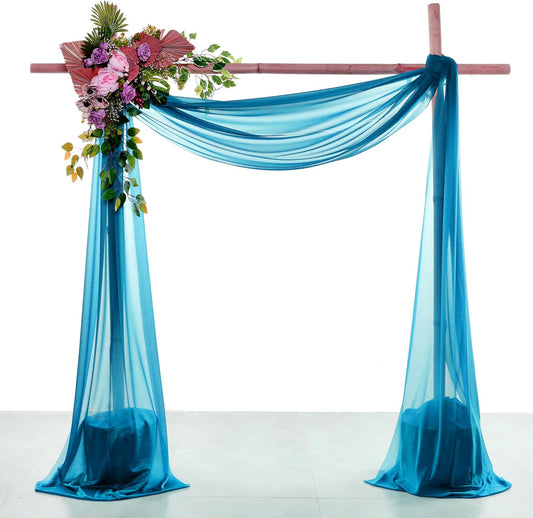 VDS Pack of 1 Panel (30 Inch X 40 Feet) Wedding Arch Draping Fabric Sheer Chiffon Fabric Drapery for Wedding Ceremony Reception Swag Backdrop Canopy Chuppah ARBO Altars Decoration (Dark Teal)