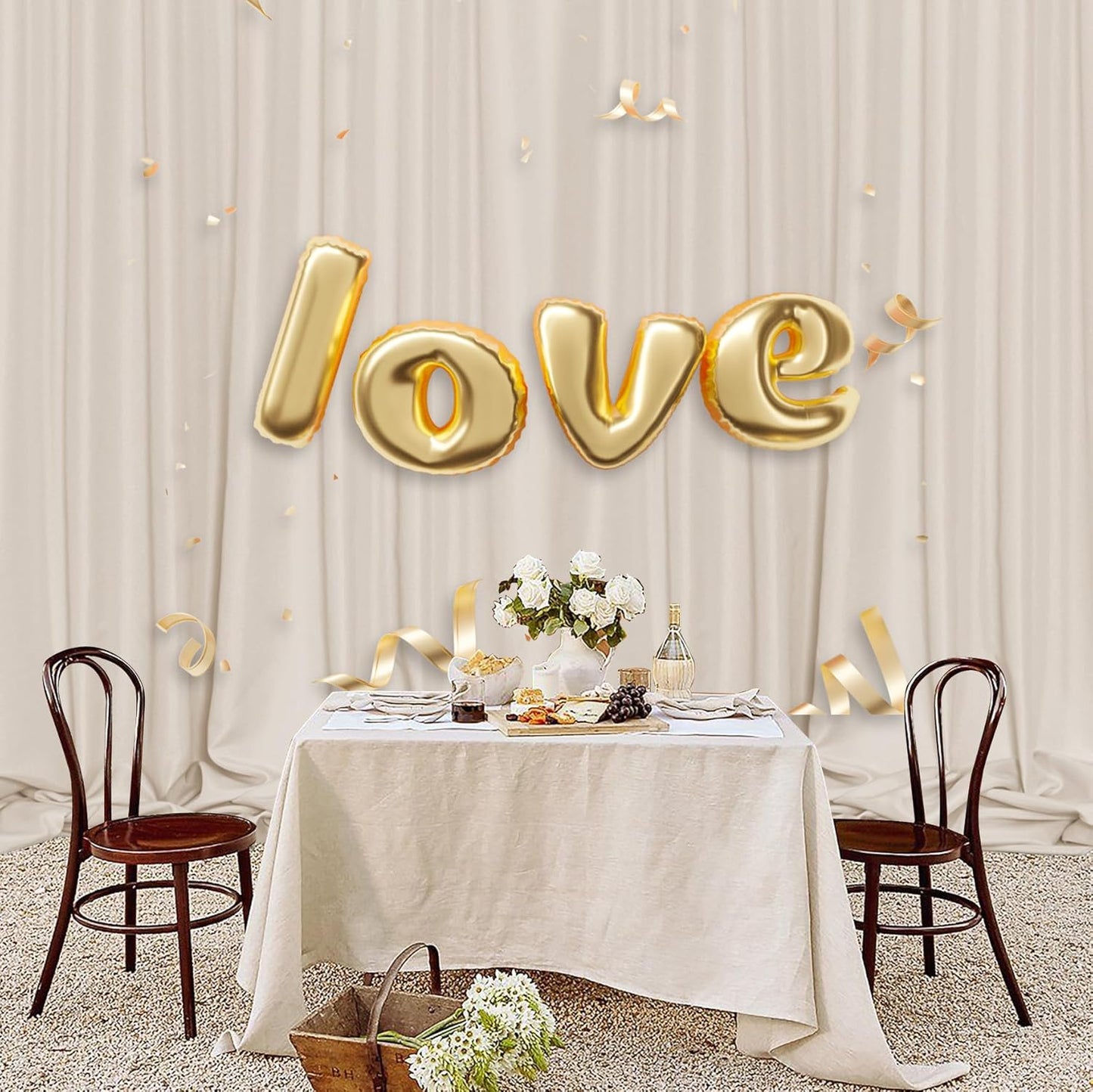 MEETSKY Beige Backdrop Curtains 10ft x 10ft for Wedding Birthday Baby Shower Photography Backdrop Fabric Curtains Drapes Home Window Decorations Rod Pocket Window Drapes,5ft x 10ft, 2 Panels