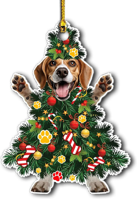 Beagle Dog Christmas Tree Ornament - Festive Acrylic Holiday Decoration for Beagle Lovers - Cute Beagle Dog Ornament for Christmas Tree