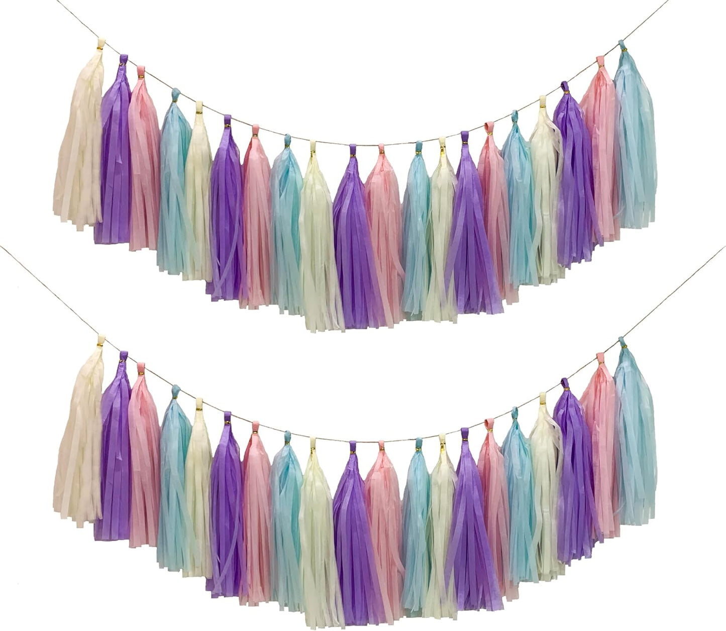 Pastel Rainbow Colorful Tissue Paper Tassel Garland,Tissue Tassel Banner for Party Decorations,Pack of 20