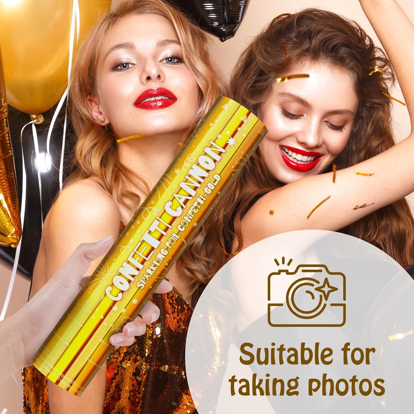 5 Pack Confetti Poppers gold– 12 Inch Confetti Blaster for Birthday, Graduation, and New Year’s Eve Celebrations – Best Party Poppers for Unforgettable Parties!