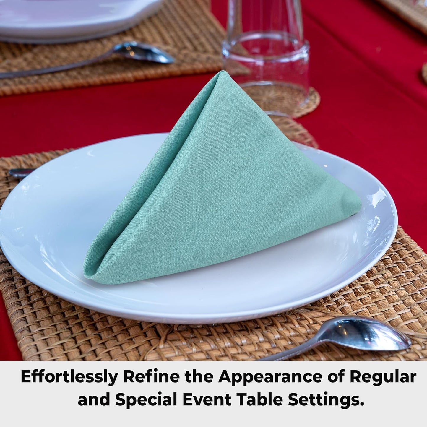 Urban Villa Easter Napkins Aqua Color Cloth Napkins (Set of 12) Oversized 20x20 Inches 100% Cotton Slub Premium Quality Soft Durable with Mitered Corners Reusable Washable Everyday Use Napkins