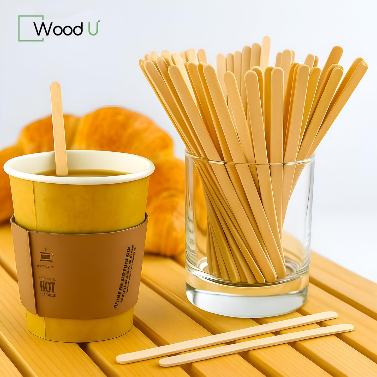 Disposable Coffee Stir Sticks 5.5” 1000 pcs - Eco friendly Round Edge Wooden Coffee Stirrers