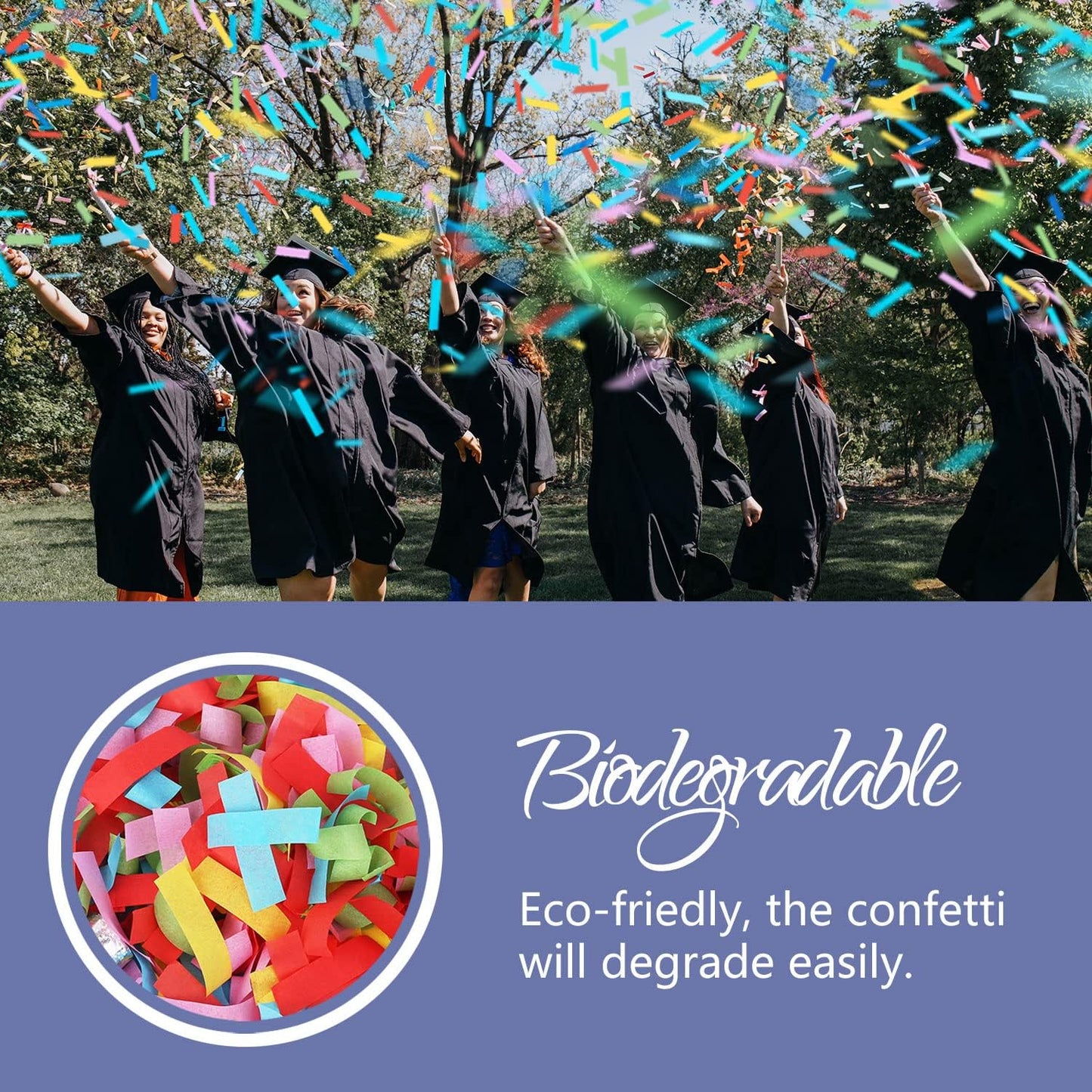 BATTIFE 40Pack Confetti Wands, Colorful Confetti Shoot Poppers, Tissue Paper Flick Flutter Sticks for Wedding Celebrations, Birthday, Multi-Color, 14 inch