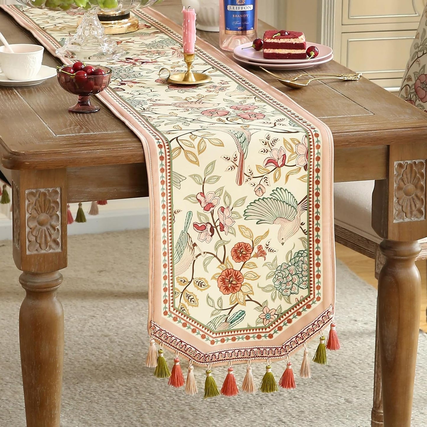 patdrea Velvet French Table Runner Farmhouse for Home Kitchen Dining Decor Parties Family Dinners Wedding 12"*71"
