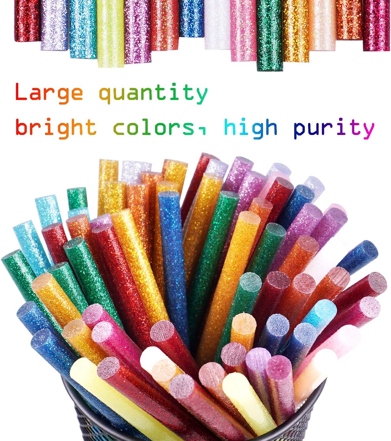 Gwybkq Mini Glitter Hot Glue Sticks 14 Colored for DIY Art Craft,4 inches 80 pcs