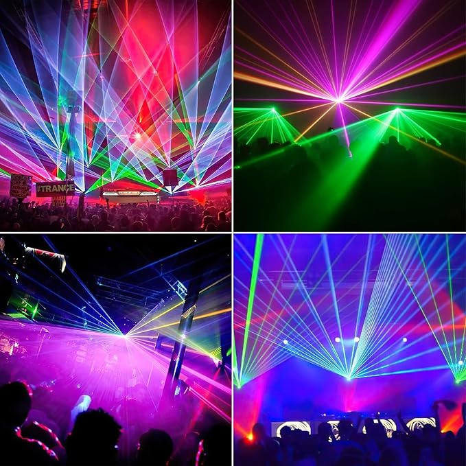 U`King Stage Laser Light DJ Light, 5 Beam Effect Sound Activated DJ Party Lights RGBYC LED Projector Music Lights with Remote Control DMX for Dancing Birthday Bar Pub Stage Lighting(2PC)