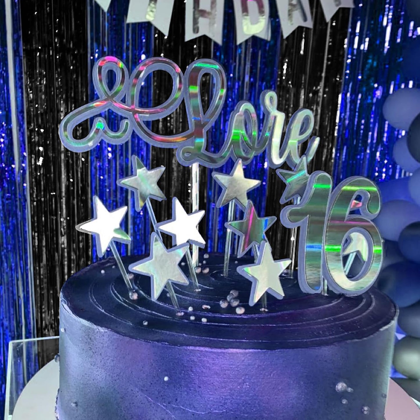 CANREVEL 2 Pack 3.3x8.2 Feet Black and Blue Foil Fringe Backdrop Curtains, Tinsel Streamers for Ocean Birthday Party Decorations, Graduation, Halloween, Under The Sea, Disco Party