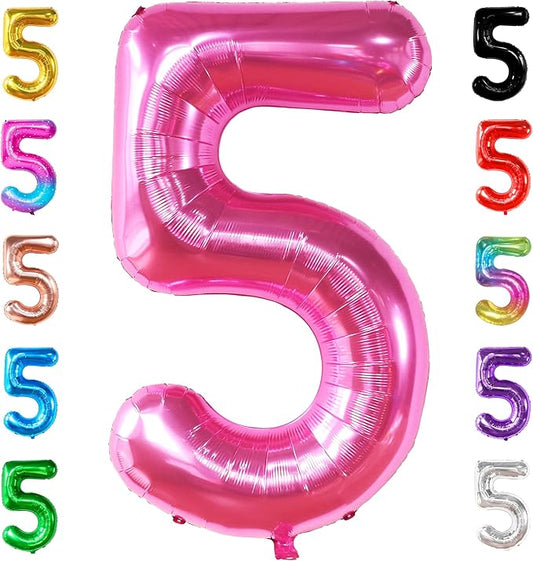 KatchOn, Giant Hot Pink 5 Balloon Number - 40 Inch | 5th Birthday Balloons For 5th Happy Birthday Decorations | Five Number Balloons For Pink Party Happy Anniversary Decorations