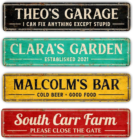 Custom Metal Signs for Home Decor - Personalized Outdoor Street Sign, Fade Resistant Aluminum, UV Protected & Weatherproof - 4x18 Inches