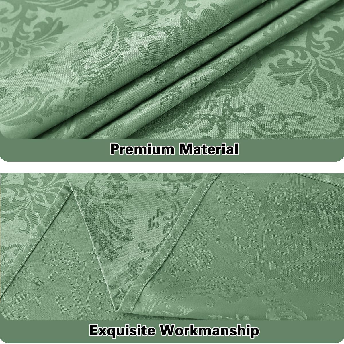 Flower Jacquard Rectangle Tablecloth 52 x 70 Inch Waterproof Wrinkle Free Washable Damask Table Cloth, Heavy Fabric Table Cover for Dining, Party, Indoor, Outdoor, Sage Green