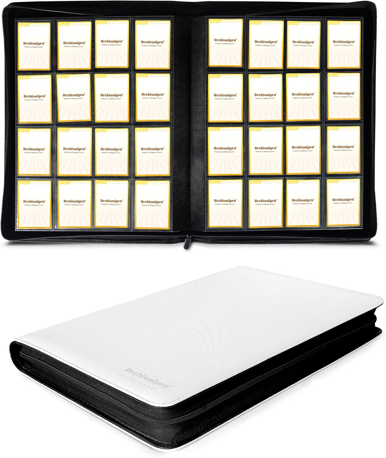 16 Pockets Premium Card Binder 1024 Cards Trading Card Binders Side Load Card Storage Display Album(16 Pocket 1024 Card Slot,White)