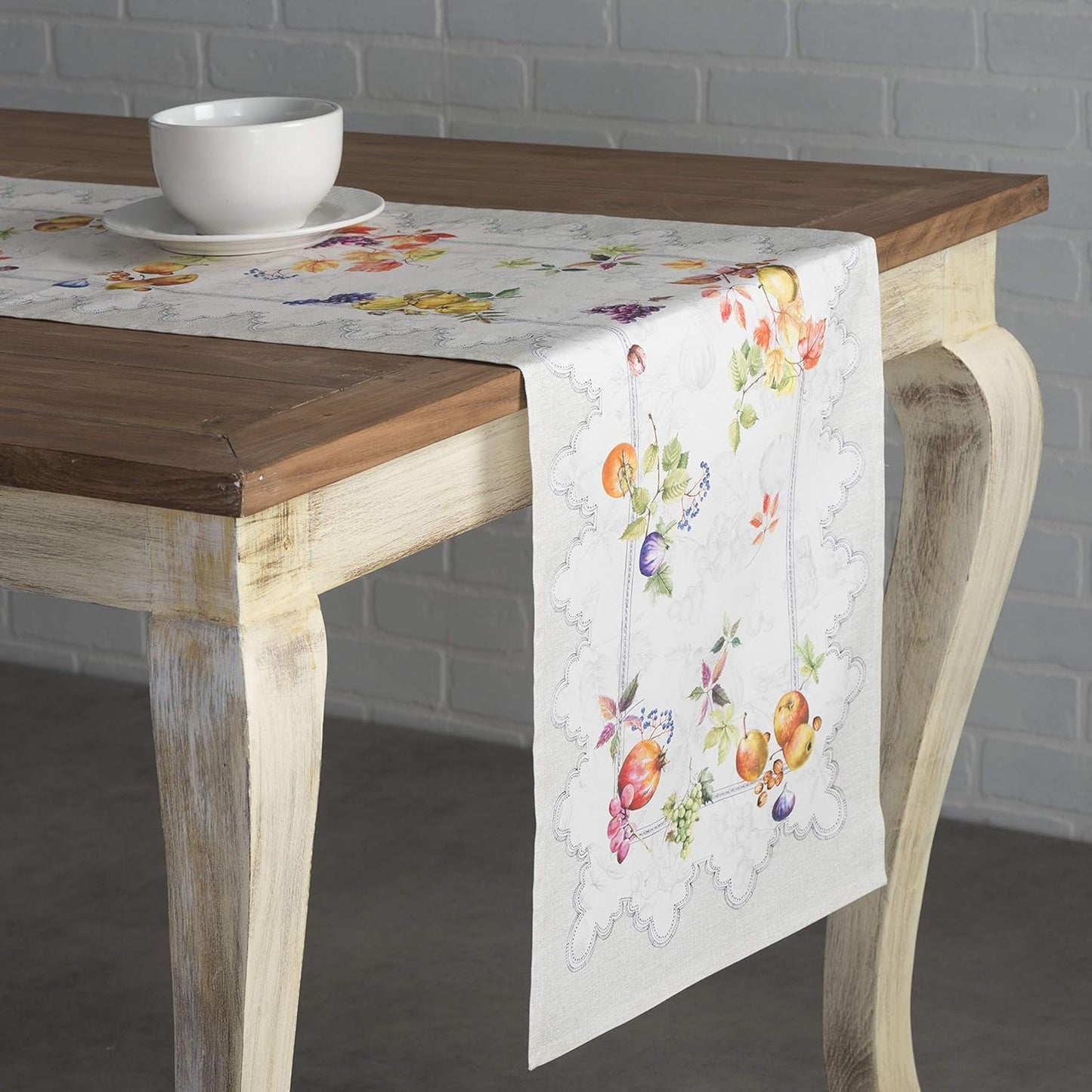 Maison d' Hermine Table Runner 100% Cotton Single Layer Table Runners 60 inches Long for Thanksgiving Christmas Decorations Home Kitchen Dining Party Wedding (Fruit D'Hiver, 14.5" x 60")