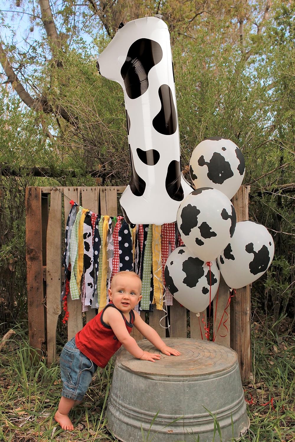 Cow Print Number Balloon Birthday Decorations, 40 inch Number balloon 0-9(Zero-Nine), Cow Balloon for Farm Birthday Party Supplies, Cow Themed birthday party Decorations (Number 7)