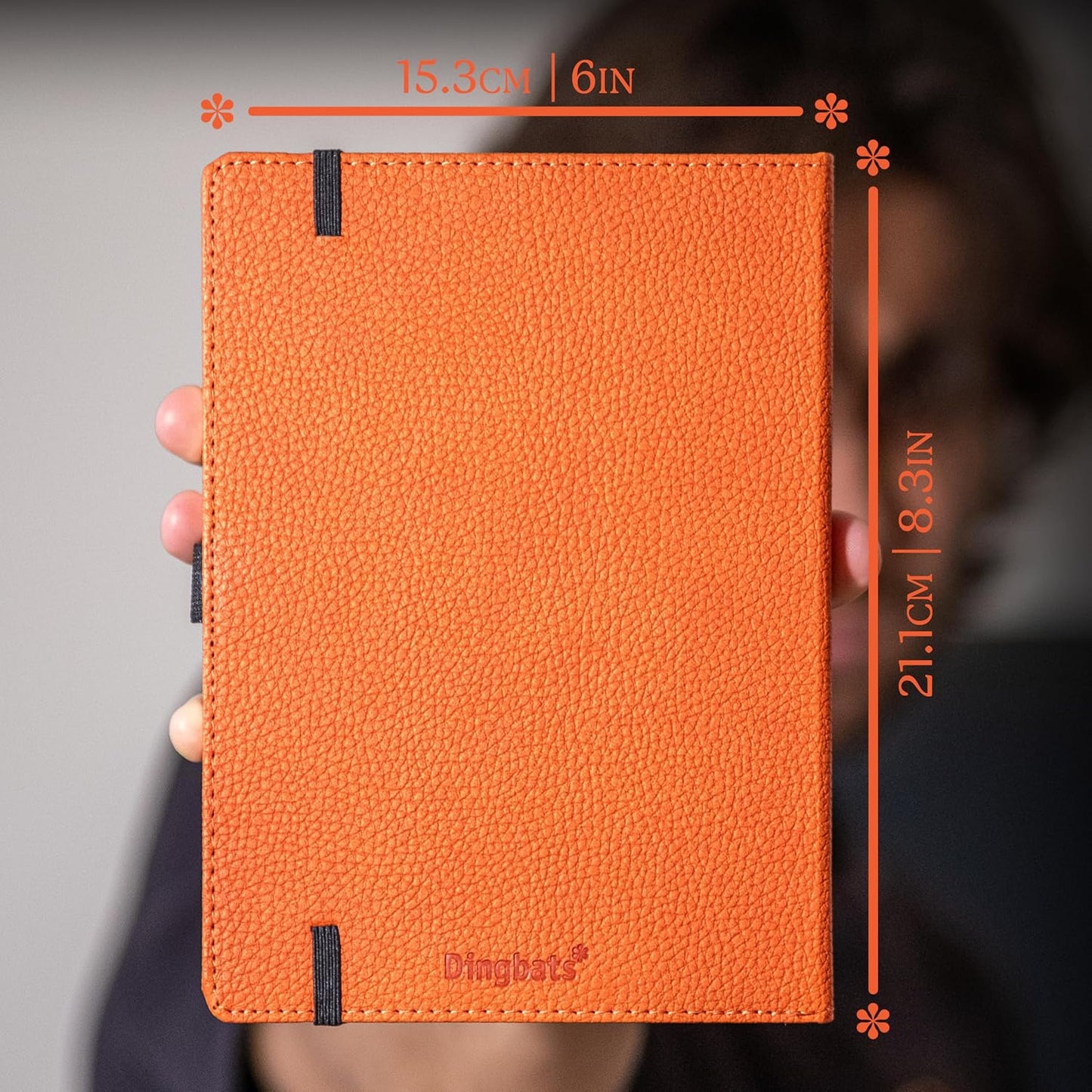 Dingbats* Wildlife Grid Writing Journal Notebook A5 - Vegan Leather Hardcover - Ideal for Work, Travel - Pocket, Elastic Closure, & Bookmark