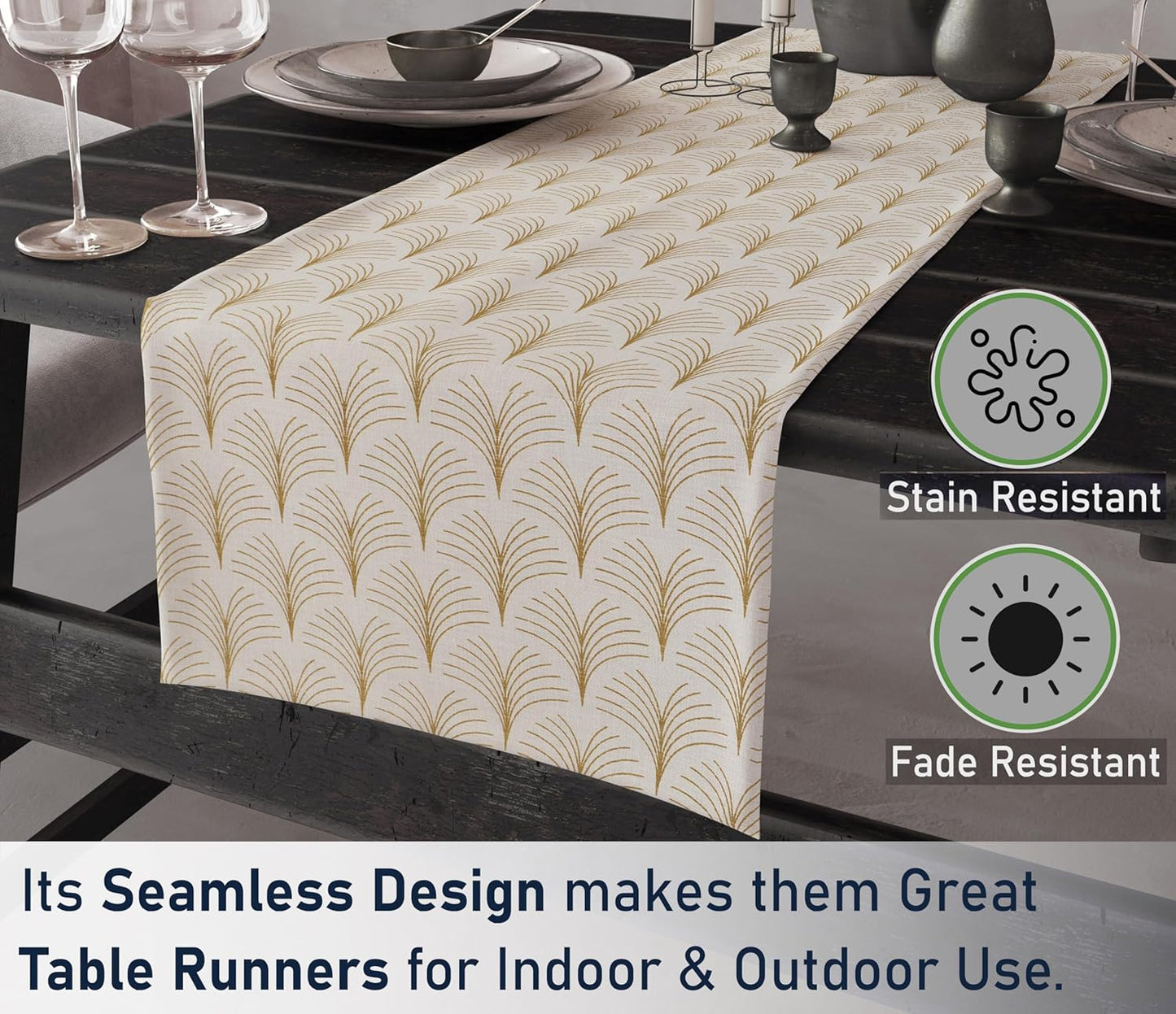 Ruvanti 100% Cotton Table Runner 72 Inches Long, Non-Slip, Stain Resistant, Washable & Reusable Table Runners Perfect for Wedding, Parties, Christmas, Holiday, in-Door use - Luminous