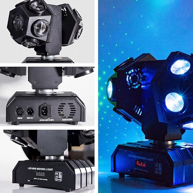 Moving Head Stage Lights Professional DMX512 DJ Lights Sound Activated for KTV Disco Party Wedding Concert Festival