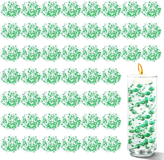 50 PCS Artificial Floating Beads for Centerpieces Vases, Dark Green 8+3mm String Beads for Wedding Party Faux Pearl String for Decorating, String Pearls for Crafts Vase Filler
