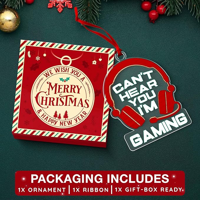 Gaming Ornaments for Christmas Tree - Innovative Gamer Ornaments 2025 Design, Gifts for Video Games Lovers, Unique Headphone Ornament, 'Can't Hear You, I'm Gaming' Theme, Ideal Gift for Gamers