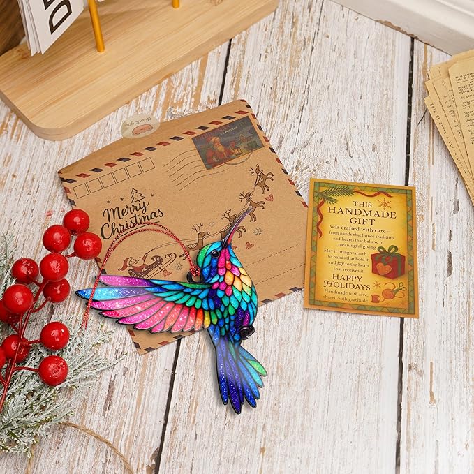 Christmas Ornaments - Hummingbird Christmas Ornament - Hummingbird Gifts for Women - Bird Ornaments for Christmas Tree - Hanging Decor for Xmas Tree - Christmas Ornament 2025 - Gift Exchange