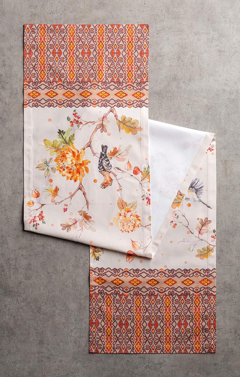 Maison d' Hermine Table Runner 100% Cotton Single Layer Table Runners 60 inches Long for Thanksgiving Christmas Decorations Home Kitchen Dining Party Wedding (Kelim - Prairie, 14.5" x 60")