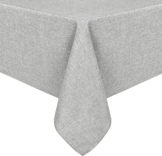 Hiasan Faux Linen Square Tablecloth - Wrinkle and Stain Resistant Washable Table Cloth for Kitchen Dining Room Holiday Table Cover for Dinner, Light Grey, 54 x 54 Inch
