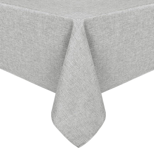 Hiasan Faux Linen Rectangle Tablecloth - Wrinkle and Stain Resistant Washable Table Cloth for Kitchen Dining Room Holiday Table Cover for Dinner, Light Grey, 70 x 140 Inch