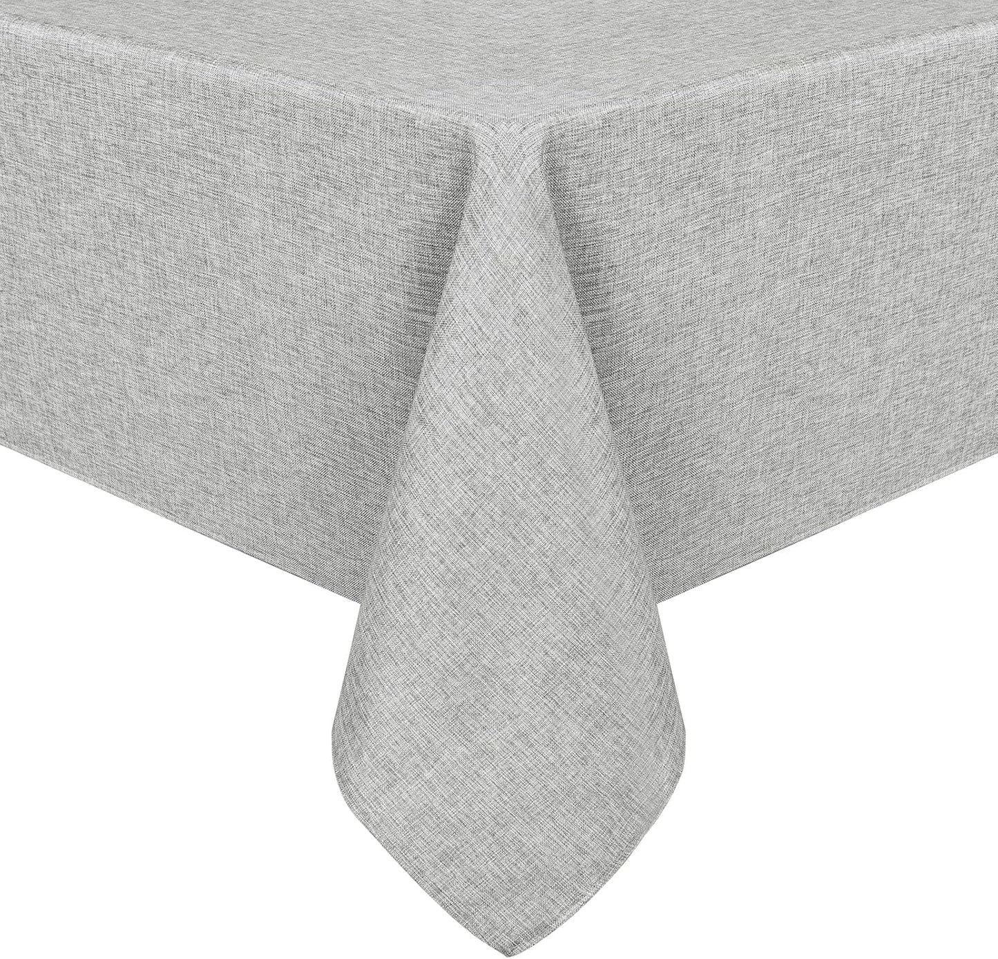 Hiasan Faux Linen Rectangle Tablecloth - Wrinkle and Stain Resistant Washable Table Cloth for Kitchen Dining Room Holiday Table Cover for Dinner, Light Grey, 54 x 80 Inch