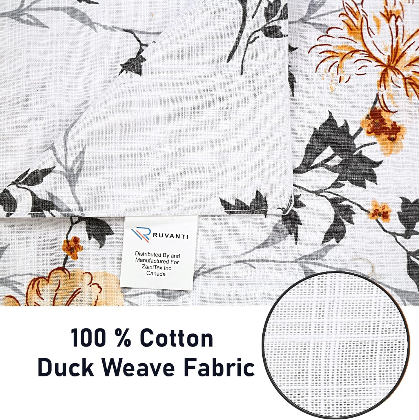 Ruvanti 100% Cotton Table Runner 72 Inches Long, Non-Slip, Stain Resistant, Washable & Reusable Table Runners Perfect for Wedding, Parties, Christmas, Holiday, in-Door use - Grey Floral