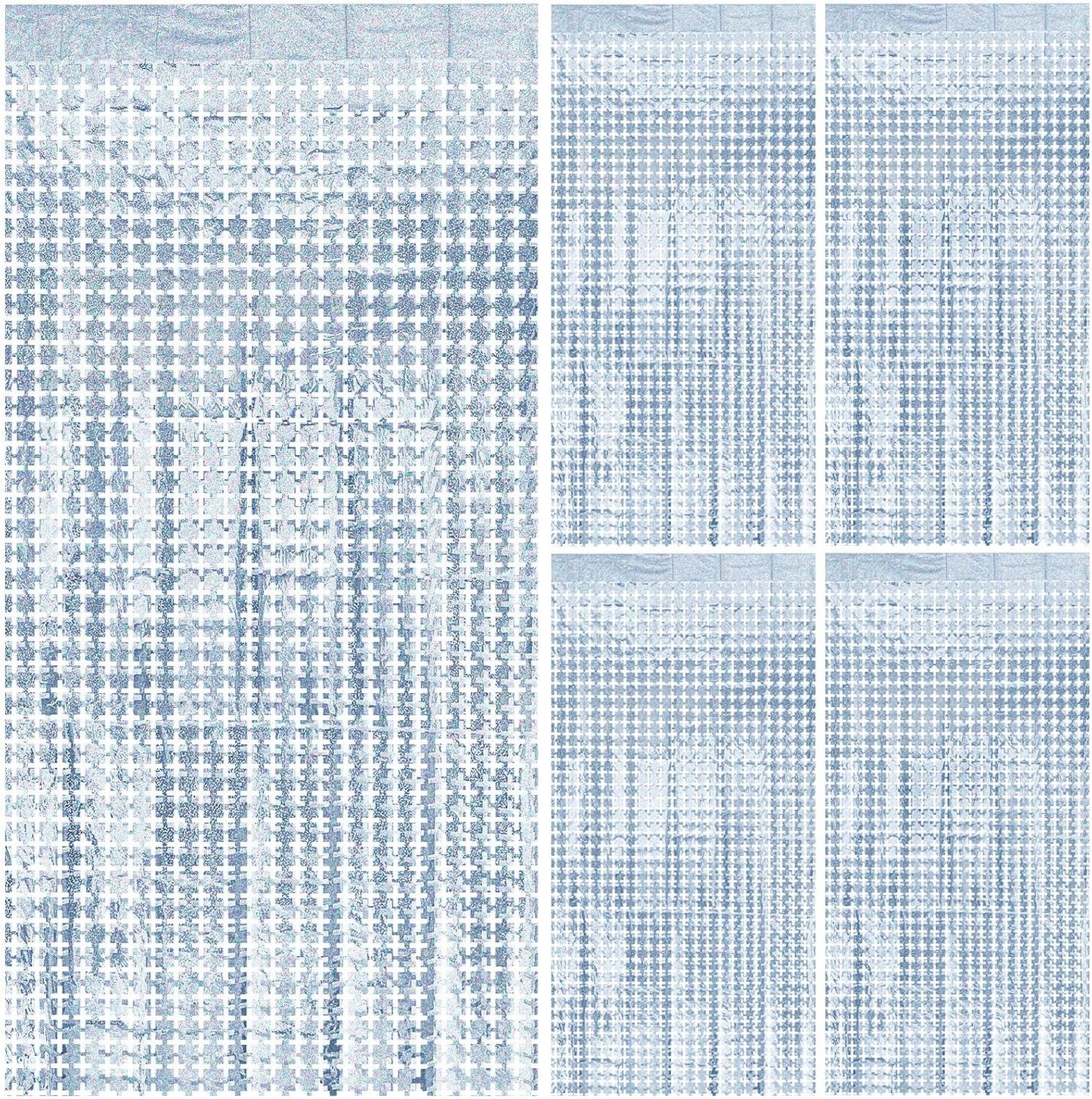 Silver Streamers Metallic Tinsel Foil Fringe Curtains, Door Streamer Photo Booth Backdrop for Birthday Graduation Engagement Bridal Shower Bachelorette Baby Shower Disco Party Decorations