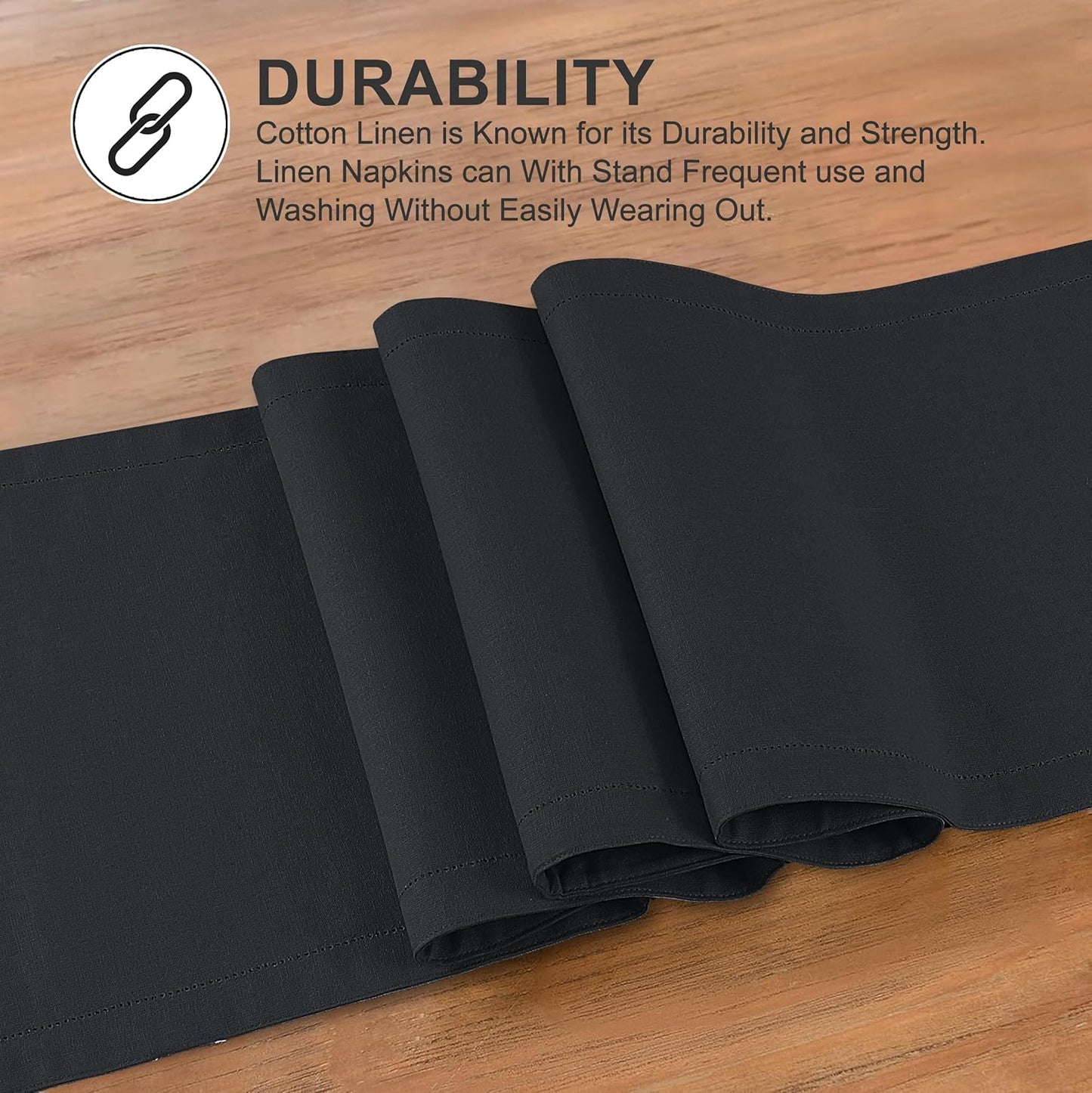 Ruvanti Linen Table Runner 108 Inches, Classic Hemstitch, Washable, Reusable, Non-Slipping, Stain Resistant- Perfect for Parties, Weddings, Dinners, Thanksgiving, Christmas, Indoor use – Black