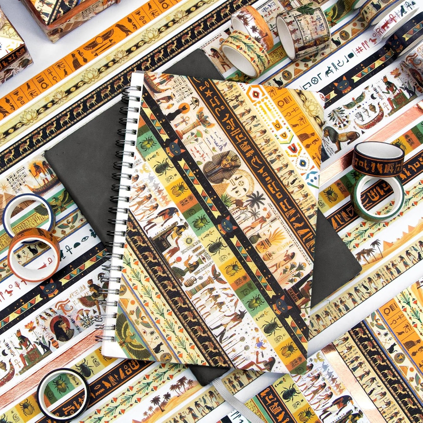 Mooker 16 Rolls Washi Tape Set - Decorative Tape Egyptian Style, Craft Tape for Journaling Supplies, Scrapbooking Supplies, Journaling Supplies, DIY Crafts, Junk Journal Supplies, Scrapbook Paper