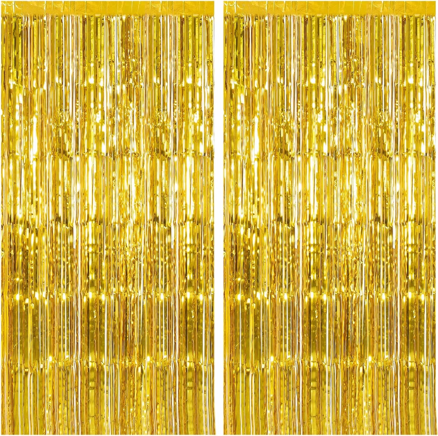 2 Pack Gold Backdrop Birthday Decorations Foil Curtain Backdrop Gold Streamers Dance Party Decorations Photo Booth Props for Bachelorette Decorations Christmas Halloween New Years Eve Party Supplies