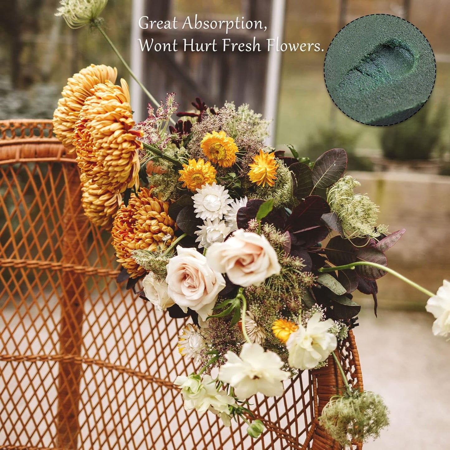 6 Packs Round Floral Foam Blocks，3'' Large Dry Floral Foam for Artificial Flowers,Flower Foam Blocks for Wedding Aisle Flowers Party Decoration