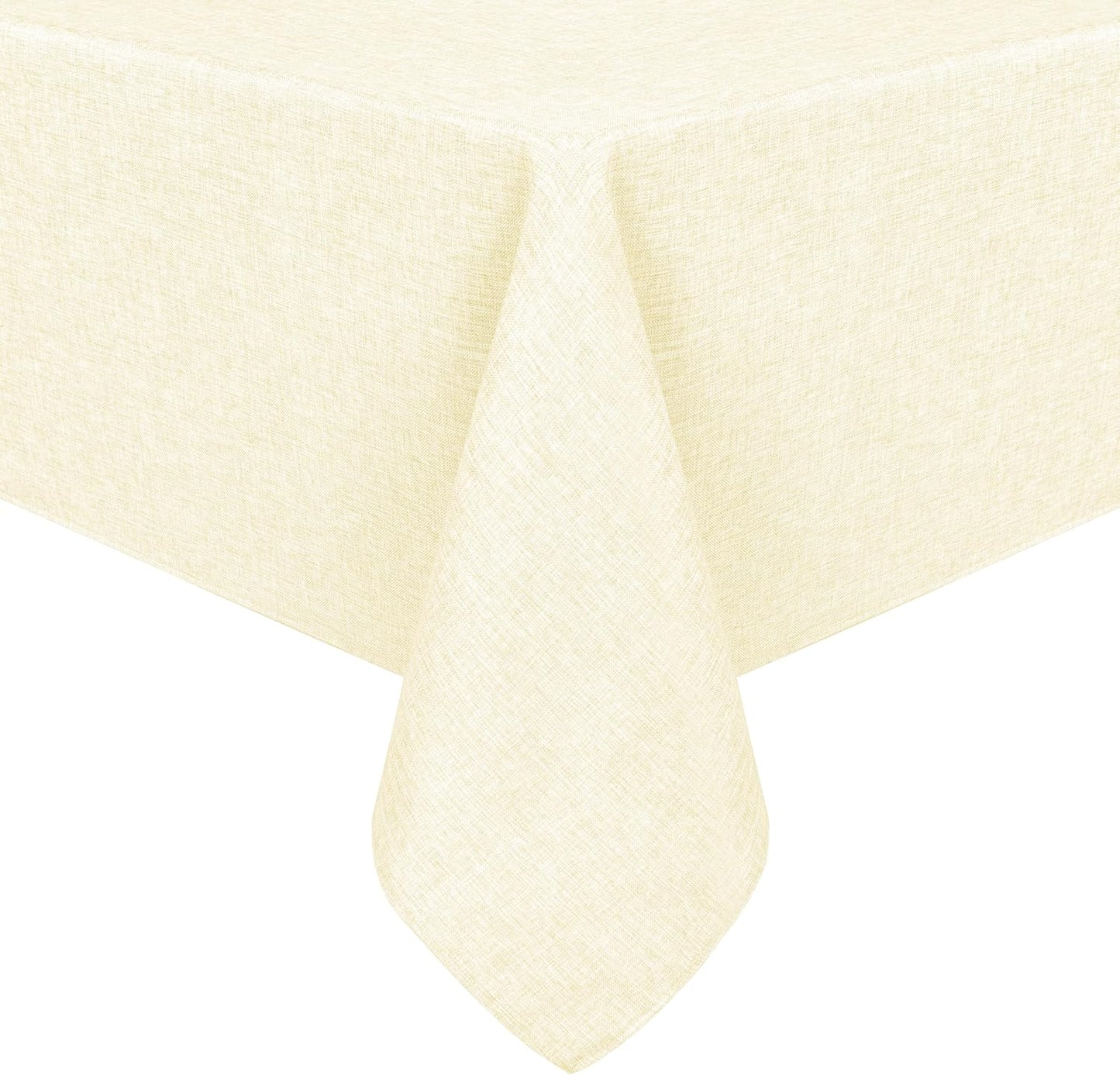 Hiasan Faux Linen Rectangle Tablecloth - Wrinkle and Stain Resistant Washable Table Cloth for Kitchen Dining Room Holiday Table Cover for Dinner, Champagne, 54 x 80 Inch