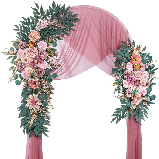 Wedding Arch Flowers, Artificial Flowers for Decoration, Large Flower Swag for Boho Styles Wedding Ceremony Floral Decor - Pack of 2