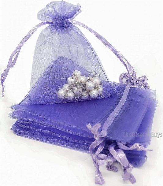 TheDisplayGuys 100-Pack 6x8 Lavender Sheer Organza Gift Bags with Drawstring, Jewelry Candy Treat Wedding Party Favors Mesh Pouch