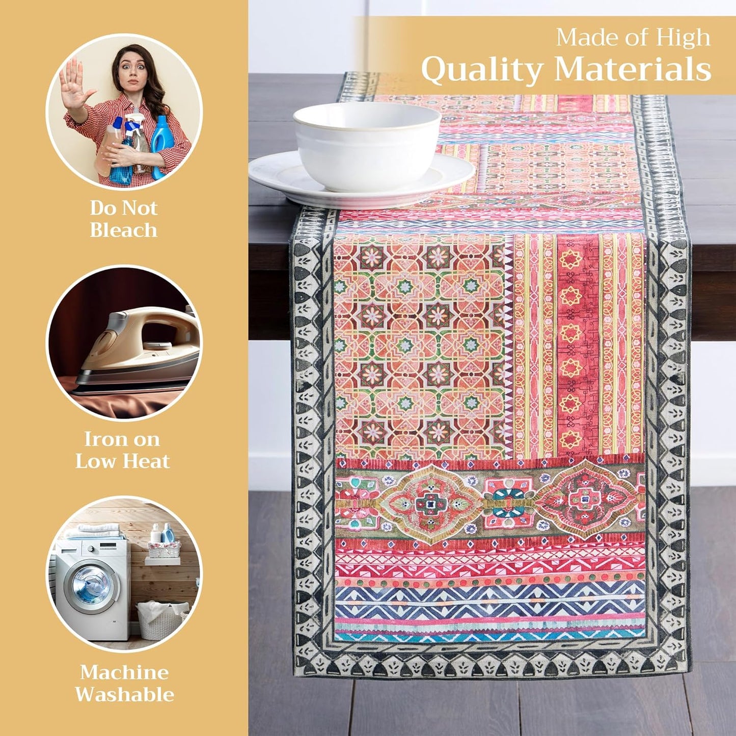 Maison d' Hermine Table Runner 100% Cotton Single Layer Table Runners 108 inches Long for Thanksgiving Christmas Decorations Home Kitchen Dining Party Wedding (Ispahan, 14.5" x 108")