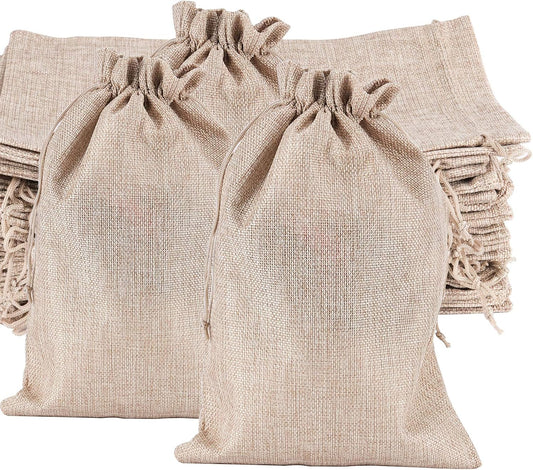 ZOENHOU 30 Packs 8 x 12 Inch Large Burlap Bags with Drawstring, Durable Jute Drawstring Bags, Dustproof Burlap Sacks for Favors Party DIY Craft