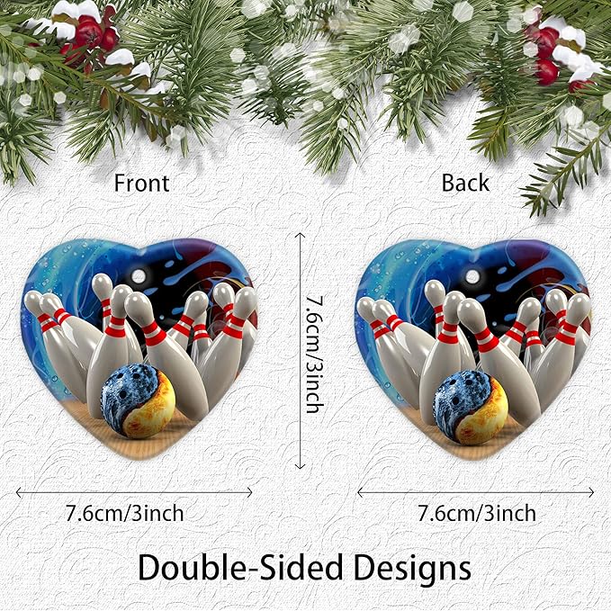 Ice and Fire Bowling Ball Christmas Ornaments,Christmas Tree Decorations Decorative Hanging Ornament,2025 Navidad Holiday Decoration for Women Men,Ceramic Bowling Lover Gifts Xmas Home Decor