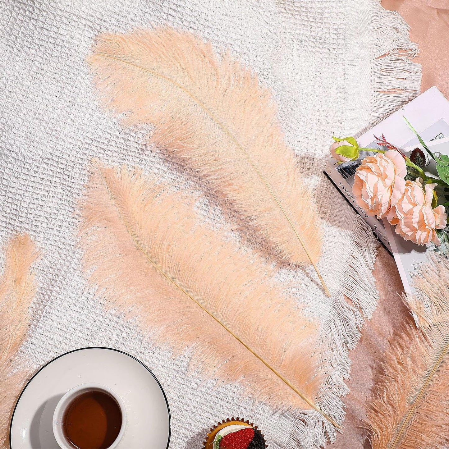 80 Pcs Large Natural Ostrich Feathers Plumes 14-16 Inch Bulk for DIY Crafts Wedding Party Centerpiece Vase