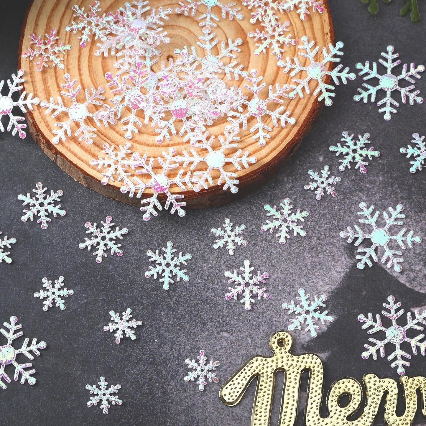 MARFOREVER Snowflake Confetti Decorations, Winter Snowflake Glitter Confetti White Snow Scatter Confetti Winter Wonderland Table Centerpiece for Winter Wedding Birthday Party Decor Supplies