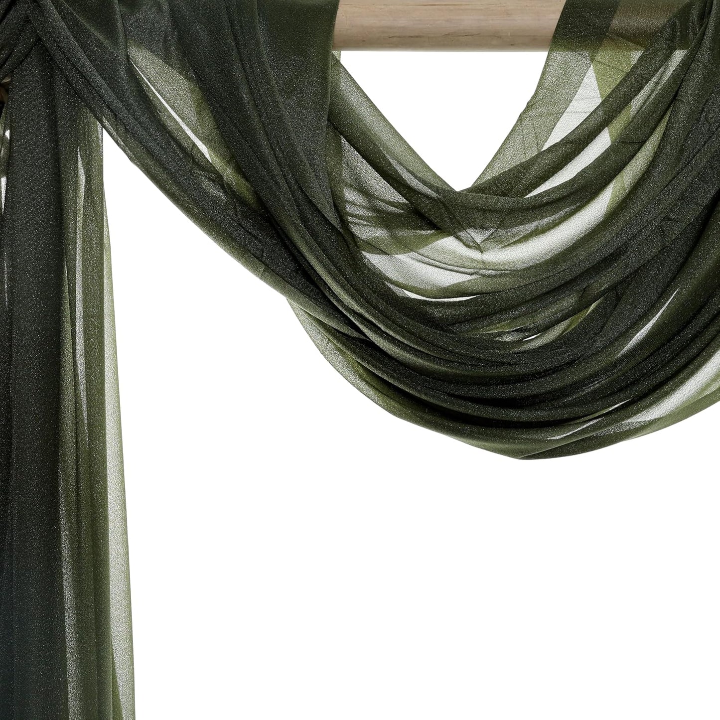 VDS Pack of 1 Panel (30 Inch X 20 Feet) Wedding Arch Draping Fabric Sheer Chiffon Fabric Drapery for Wedding Ceremony Reception Swag Backdrop Canopy Chuppah ARBO Altars Decoration (Olive)