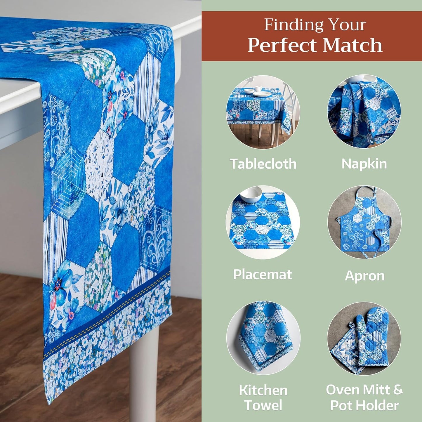 Maison d' Hermine Table Runner 100% Cotton Single Layer Table Runners 72 inches Long Decorative for Home Kitchen Dining Party Wedding Bridal Shower Spring Summer (Summer Blues, 14.50" x 72")