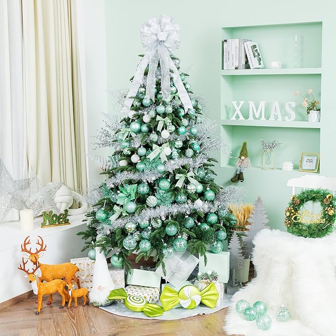 XmasExp Christmas Ball Ornaments (3.15", Mint Green) 16ct Christmas Ball Ornaments Shatterproof Xmas Tree Hanging Balls Decorations Perfect for Holiday Wedding Christmas Decor