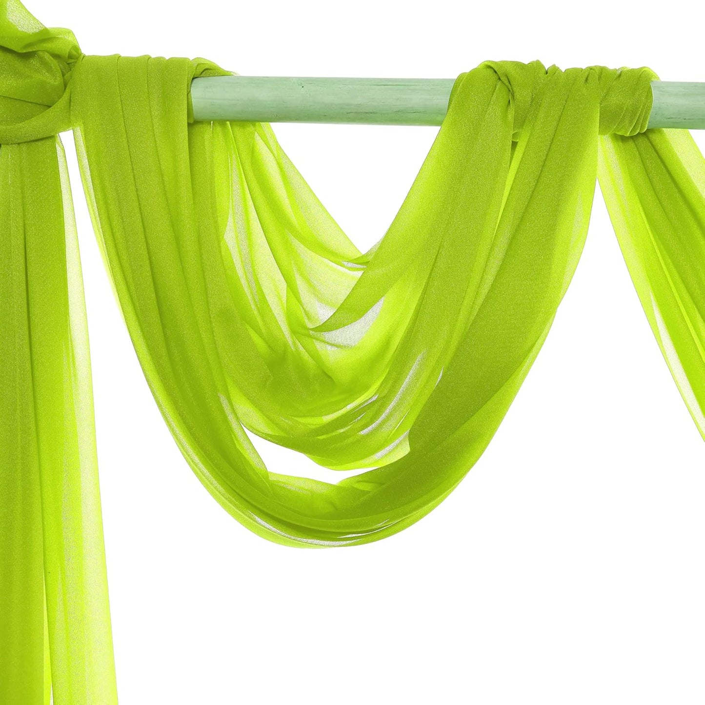 VDS Pack of 4 Panel (30 Inch X 20 Feet) Wedding Arch Draping Fabric Sheer Chiffon Fabric Drapery for Wedding Ceremony Reception Swag Backdrop Canopy Chuppah ARBO Altars Decoration (Parrot Green)