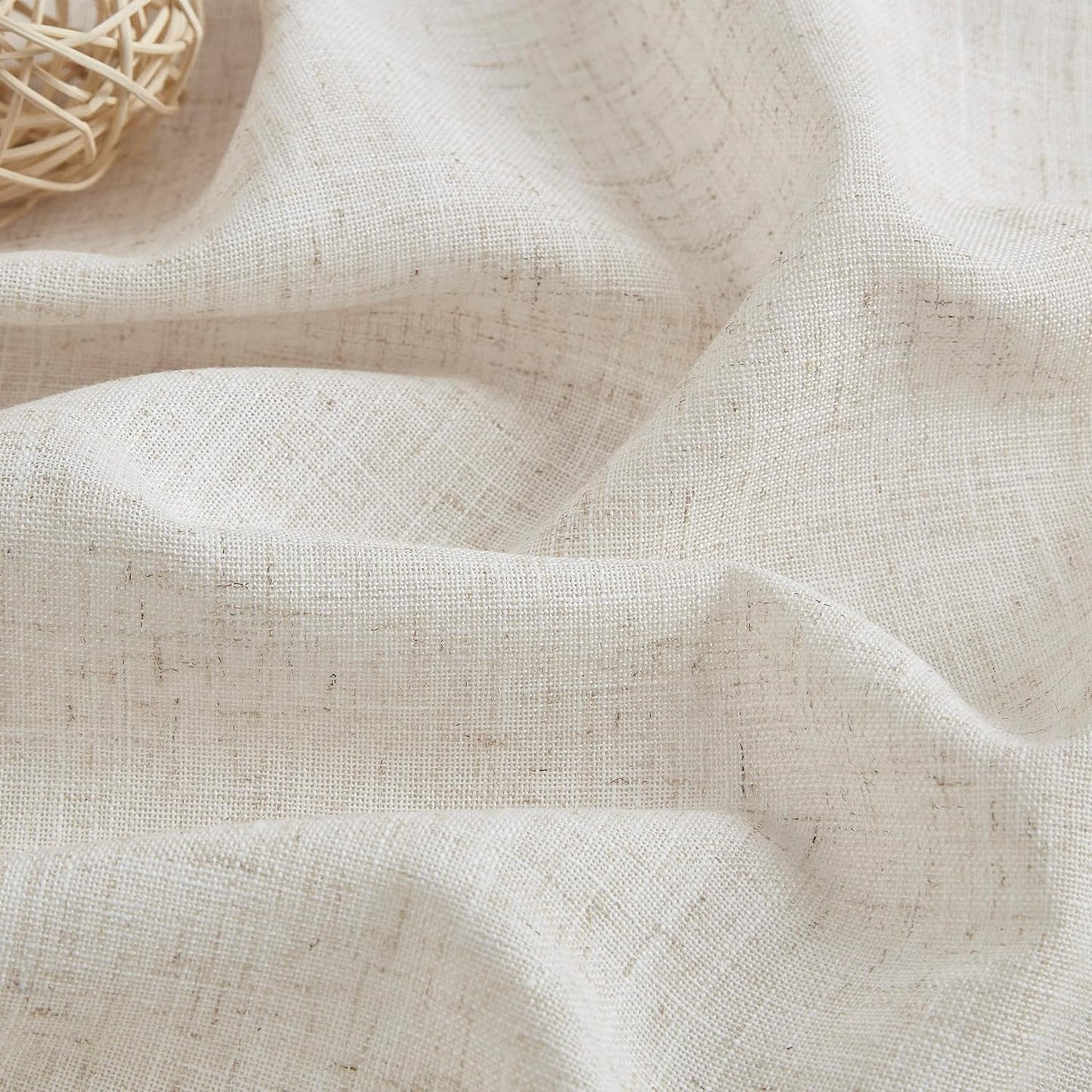 Vision Home Natural Pinch Pleated Semi Sheer Curtains Textured Linen Blended Light Filtering Window Curtains 120 inch for Living Room Bedroom Patio Pinch Pleat Drapes with Hooks 1 Panel 60" Wx120 L